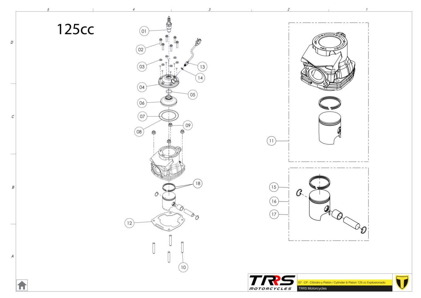 07MT-125 - CYLINDER AND PISTON 125CC