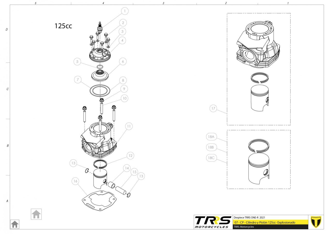 07MT-125 - CYLINDER AND PISTON 125CC