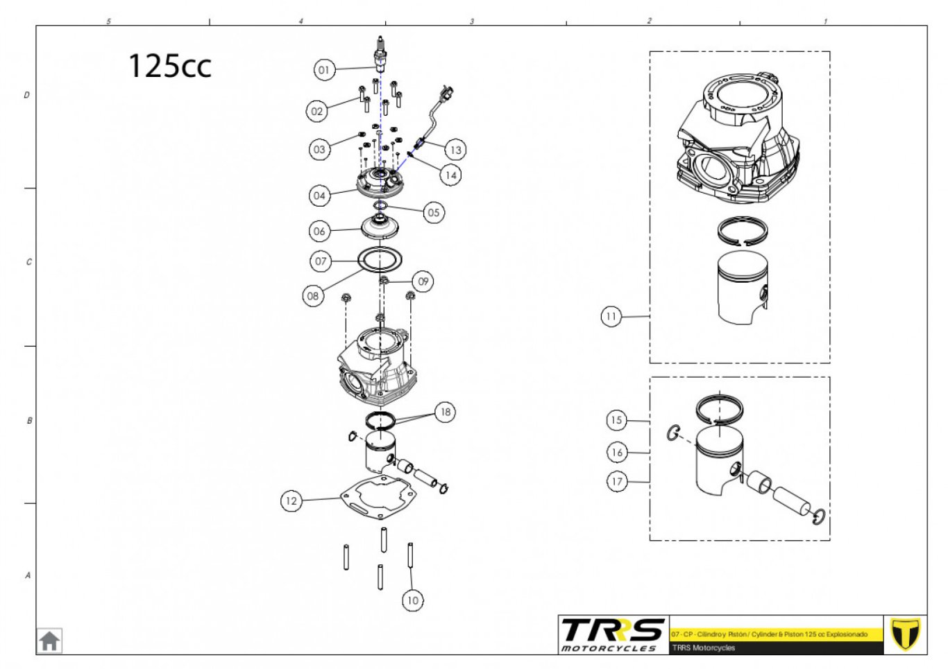 07MT-125 - CYLINDER AND PISTON 125CC