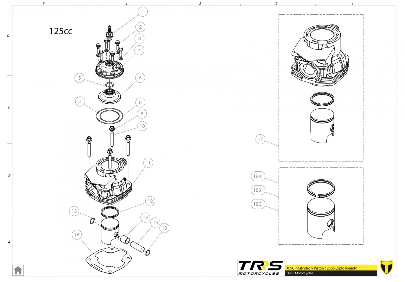 07MT-125 - CYLINDER AND PISTON 125