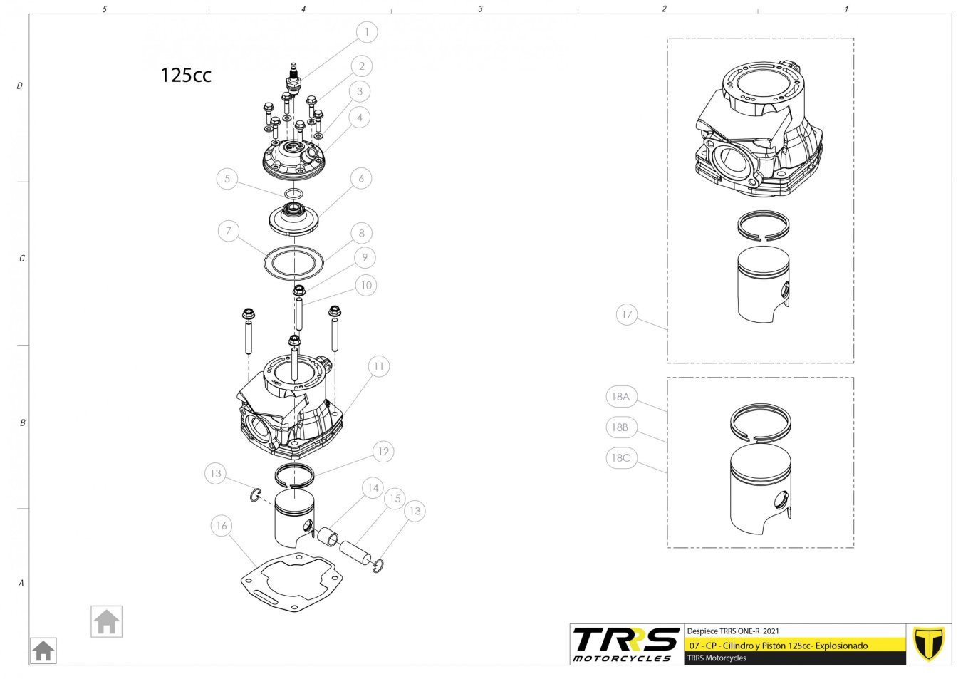 07MT-125 - CYLINDER AND PISTON 125
