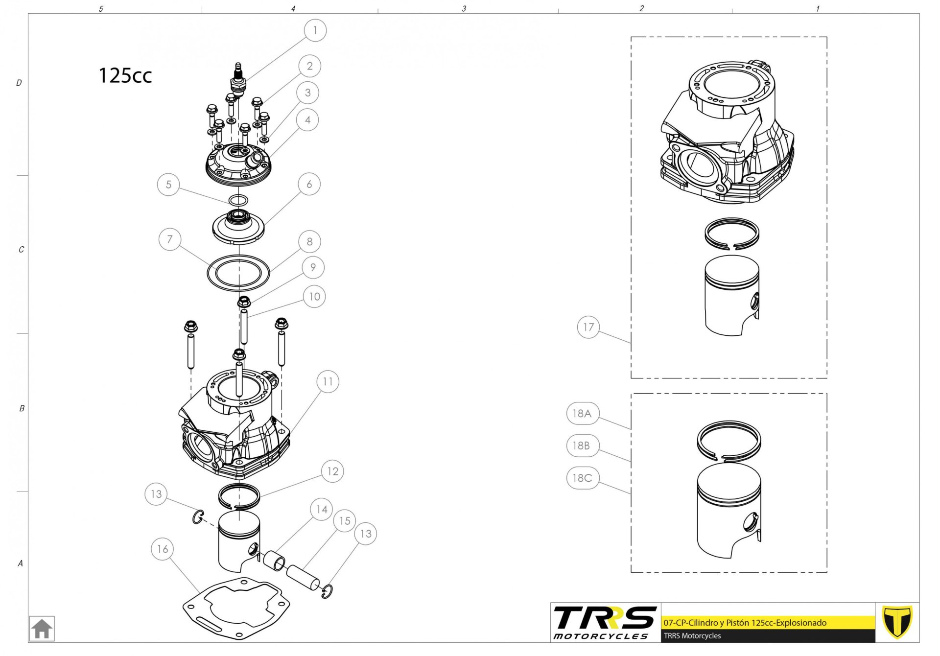 07MT-125 - CYLINDER AND PISTON 125