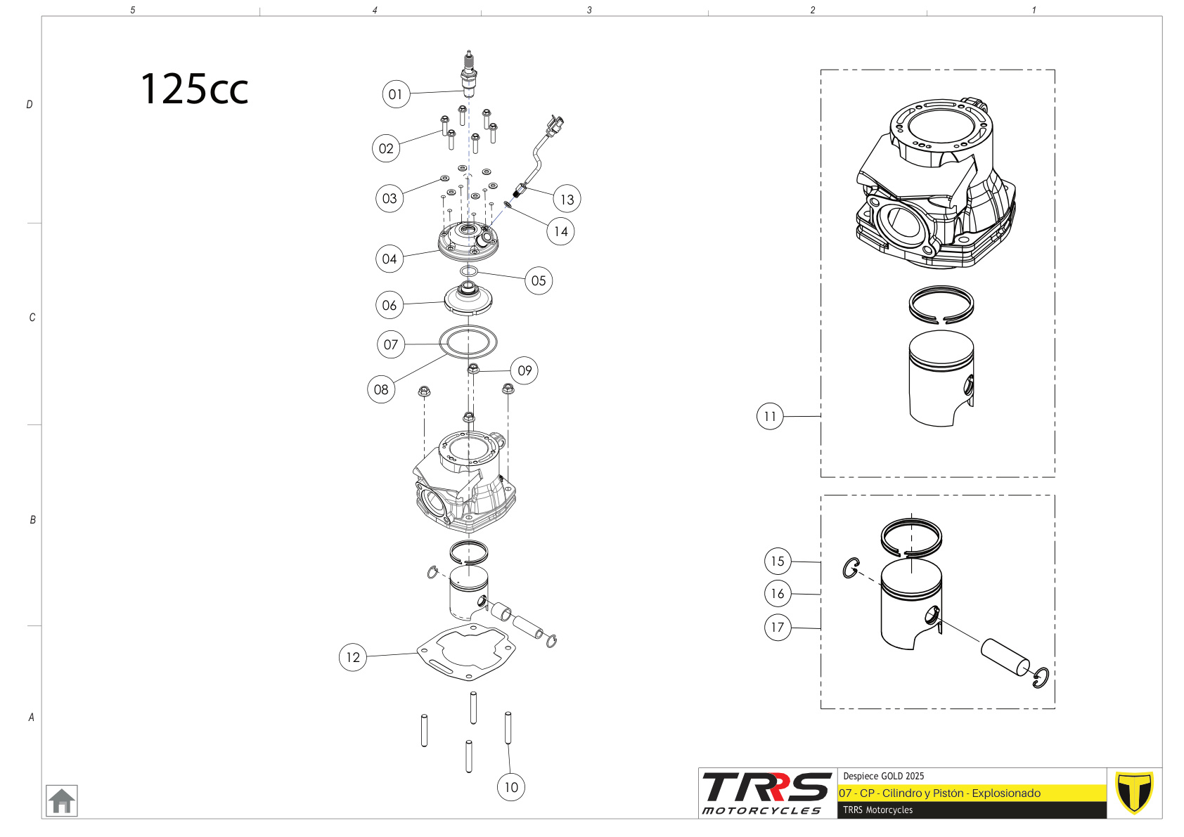 07MT-125 - CYLINDER AND PISTON 125CC
